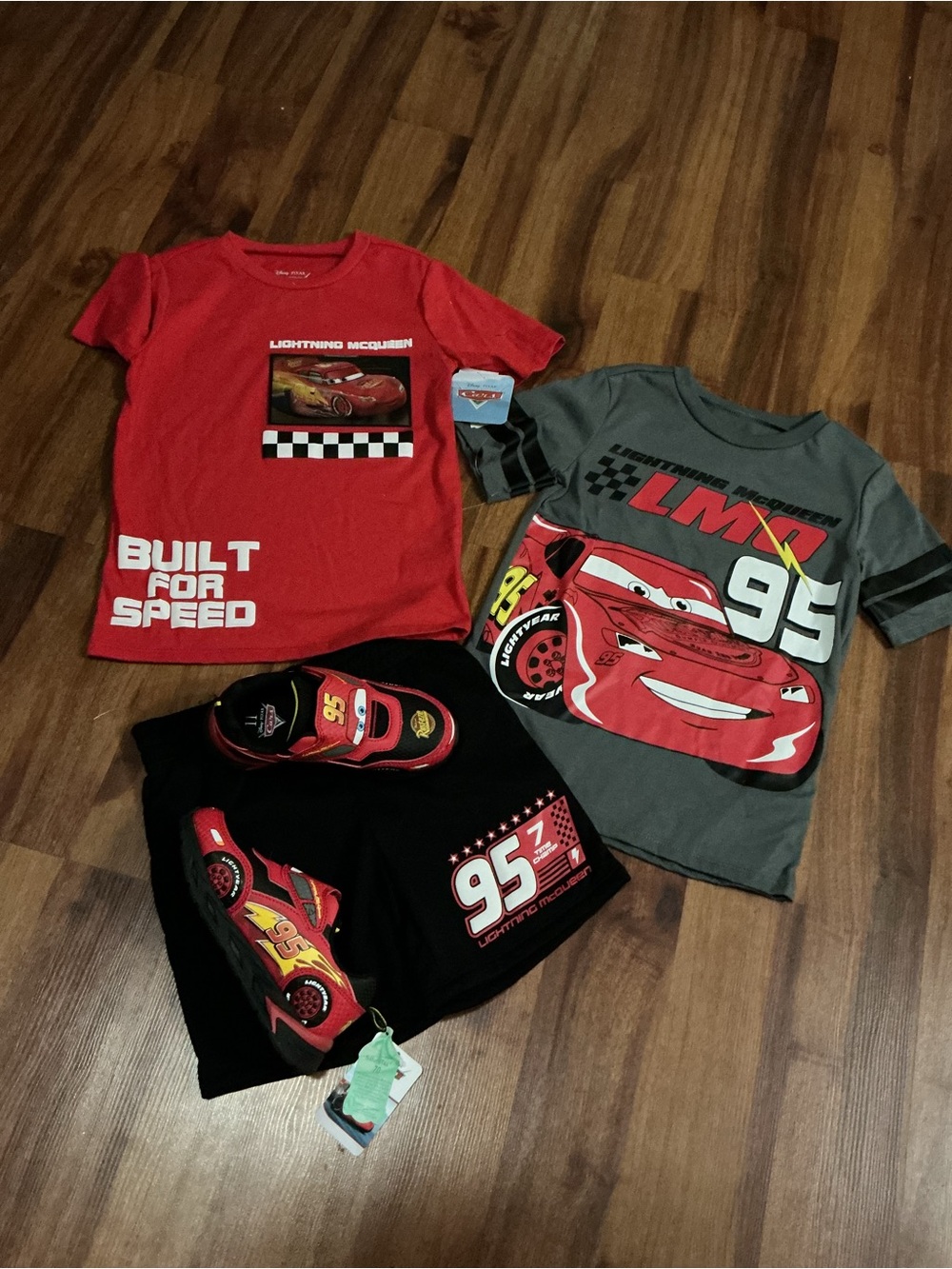 Bundle Cars Lightning McQueen Kids Red and Gray Tee Set sz 11